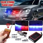 4x4 LED Car Police Light with Wireless Remote Control, Red Blue Flashing Light, 12V Emergency Warning Light