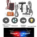 4x4 LED Car Police Light with Wireless Remote Control, Red Blue Flashing Light, 12V Emergency Warning Light