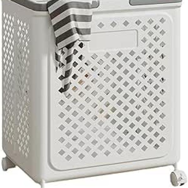 Foldable Laundry Storage Bin, Deluxe Multi-Glide Laundry Basket Organizer with Wheels Large Capacity