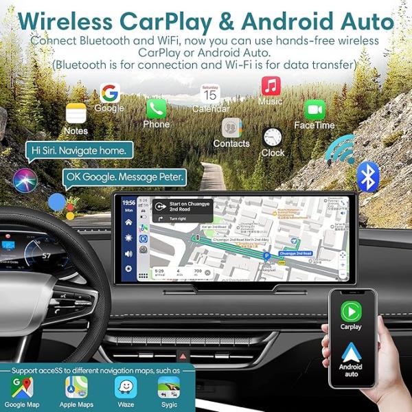 Wireless Carplay Display with Bluetooth