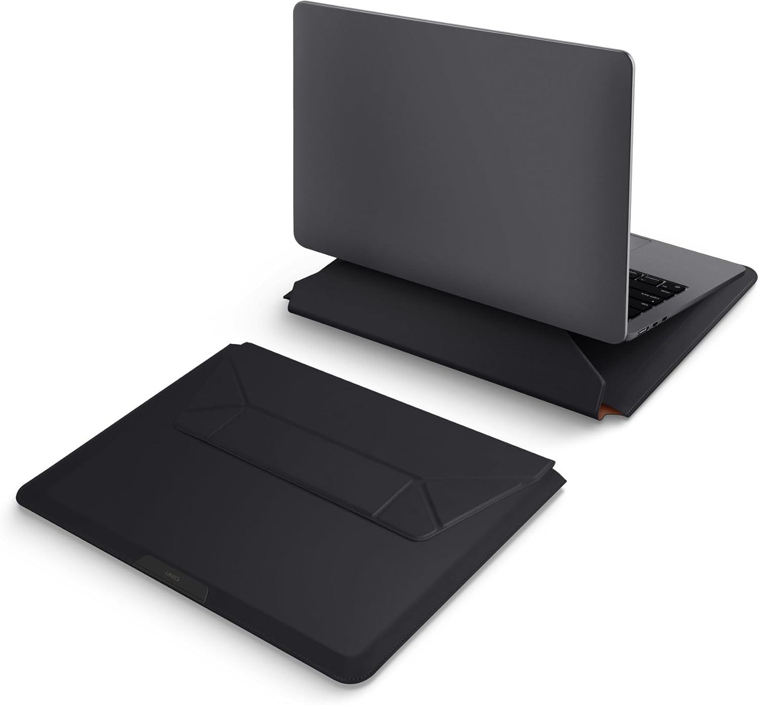 Uniq Oslo Laptop Sleeve With Foldable Stand Up To 14 Jet Black Jet Black