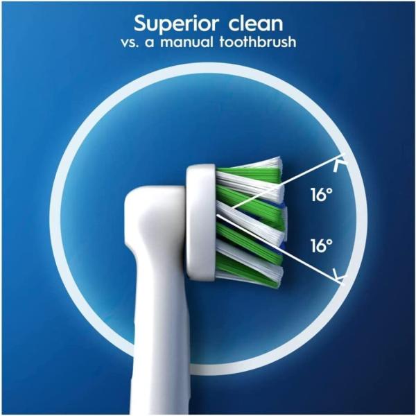 Oral-B CrossAction Electric Toothbrush Heads with CleanMaximiser Technology 8 Pack – Black