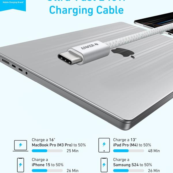Anker Zolo USB-C to USB-C Cable 240W Braided 6ft