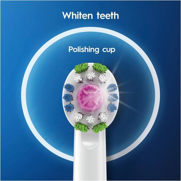 Oral-B 3D White PRO Electric Toothbrush Head with CleanMaximiser Technology Angled Bristles for Deeper Plaque Removal Pack of 8