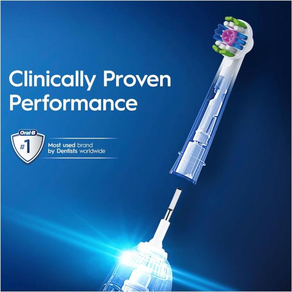Oral-B 3D White PRO Electric Toothbrush Head with CleanMaximiser Technology Angled Bristles for Deeper Plaque Removal Pack of 8