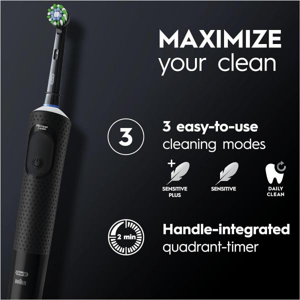 Oral-B Vitality Pro Electric Toothbrushes For Adults 1 Handle 2 Toothbrush Heads 3 Brushing Modes - Black