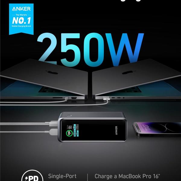 Anker Prime Power Bank 27,650mAh – 250W Fast Charging, 3 Ports