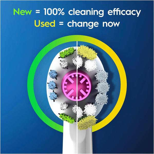 Oral-B 3D White PRO Electric Toothbrush Head with CleanMaximiser Technology Angled Bristles for Deeper Plaque Removal Pack of 8