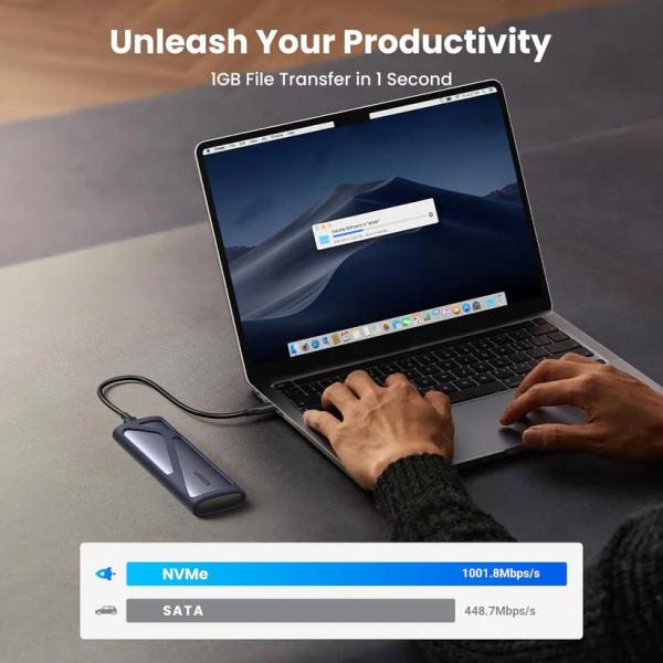 UGREEN USB-C to M.2 SATA & NVMe SSD Enclosure – 10Gbps