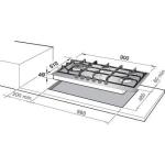 Elba 90 cm Gas Hob, 5 Burners, Italian Stainless Steel