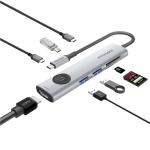 Promate 9 In 1 HUB With Multiport, USB-C, 100Watts, Grey