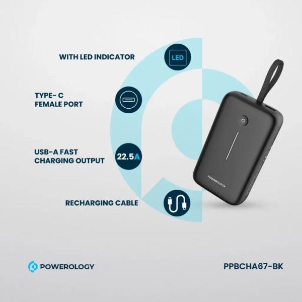 Powerology 20000mAh Power Bank with PD30W & QC3.0 Fast Charging