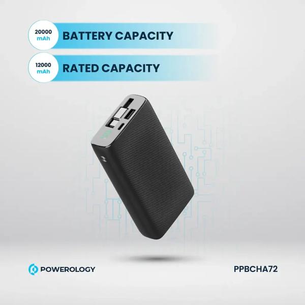 Powerology 20000mAh Retractable Cable Power Bank 35W