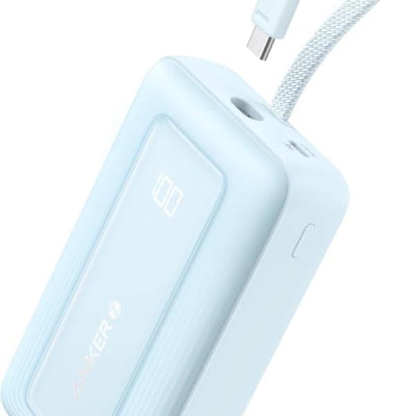 Anker Power Bank Built-In USB-C Cable, 20000Mah, 30Watts, Blue