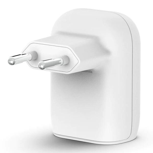 Belkin 37W Dual USB PD Wall Charger Fast & Safe Charging - White